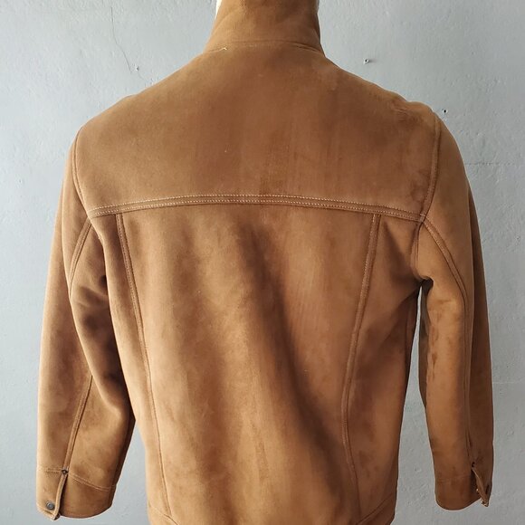 Vegan Suede Sherpa Lined Trucker Jacket/ Size 40 - Picture 3 of 8